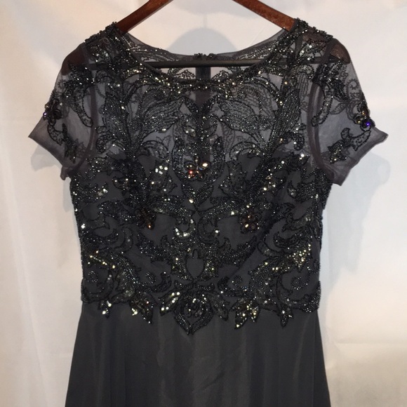 Xscape Dresses & Skirts - Xscape Evening Gown | Gray With Beaded Top | A-line | Size 10